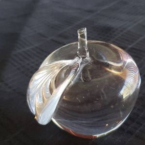 Apple Crystal Clear Glass Paper Weight.